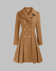 Women's deep red double-breasted longline coat
