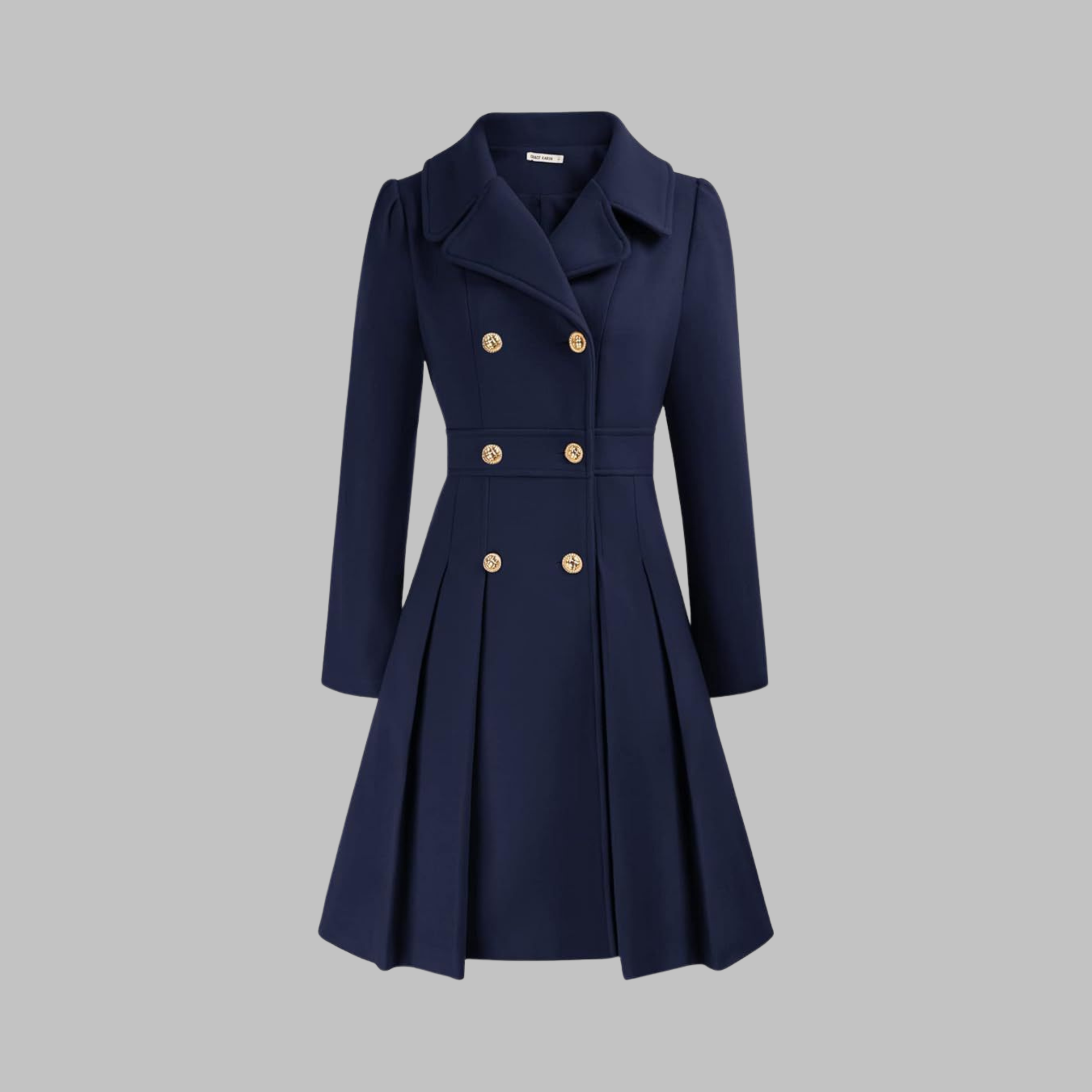 Women's deep red double-breasted longline coat