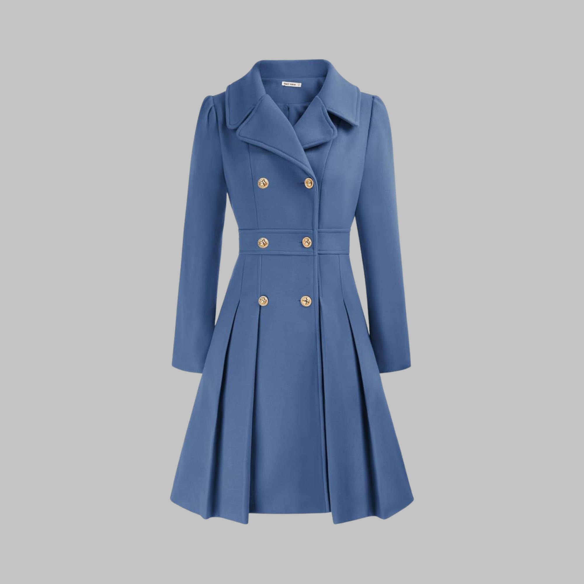 Women's deep red double-breasted longline coat