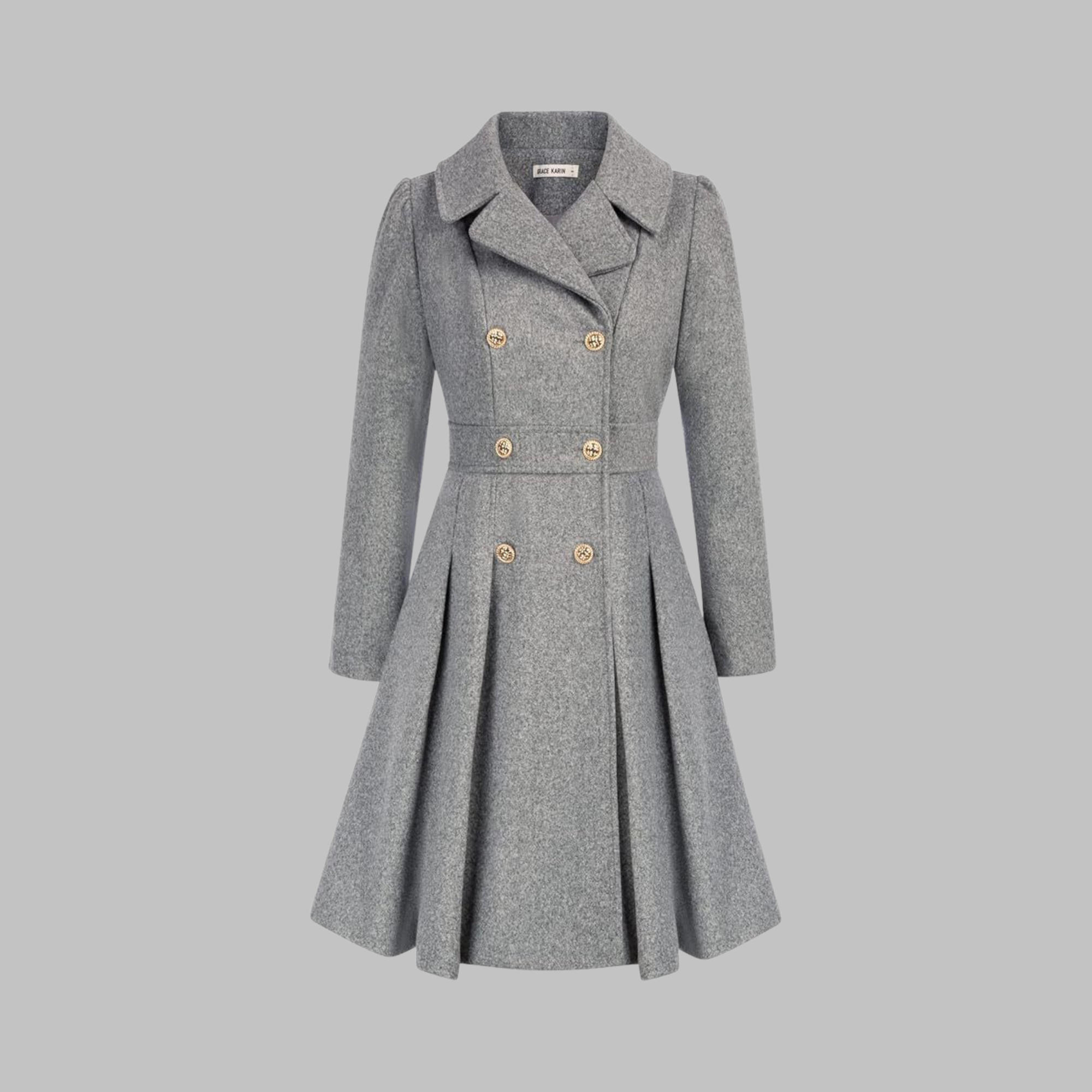Women's deep red double-breasted longline coat