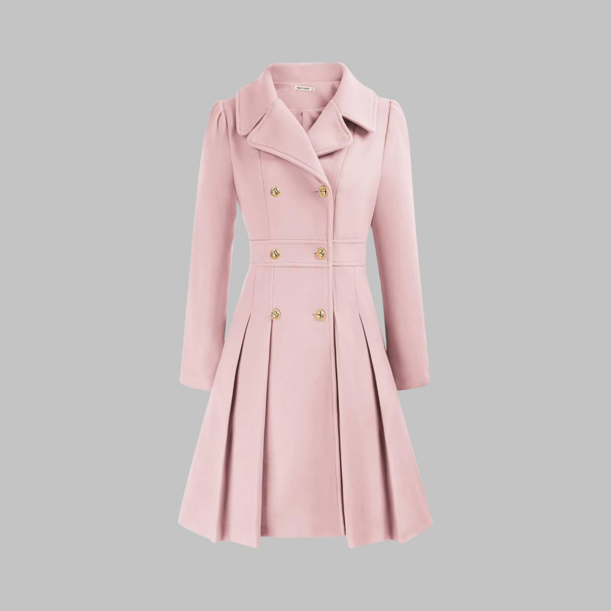 Women's deep red double-breasted longline coat
