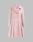 Women's deep red double-breasted longline coat