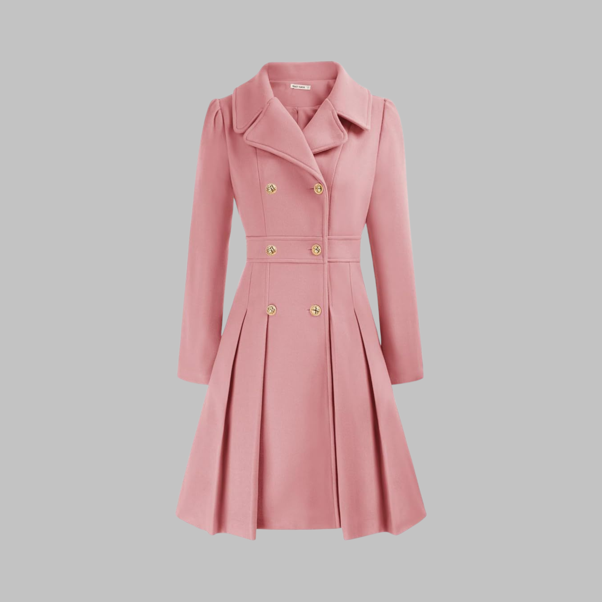 Women's deep red double-breasted longline coat