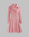 Women's deep red double-breasted longline coat