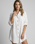 Women’s white women's long sleeve shirt dress