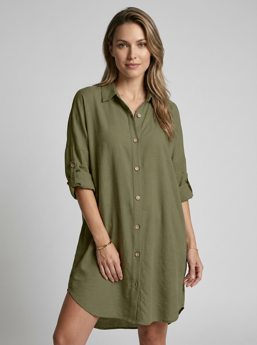Women’s white women's long sleeve shirt dress