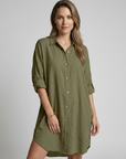 Women’s white women's long sleeve shirt dress