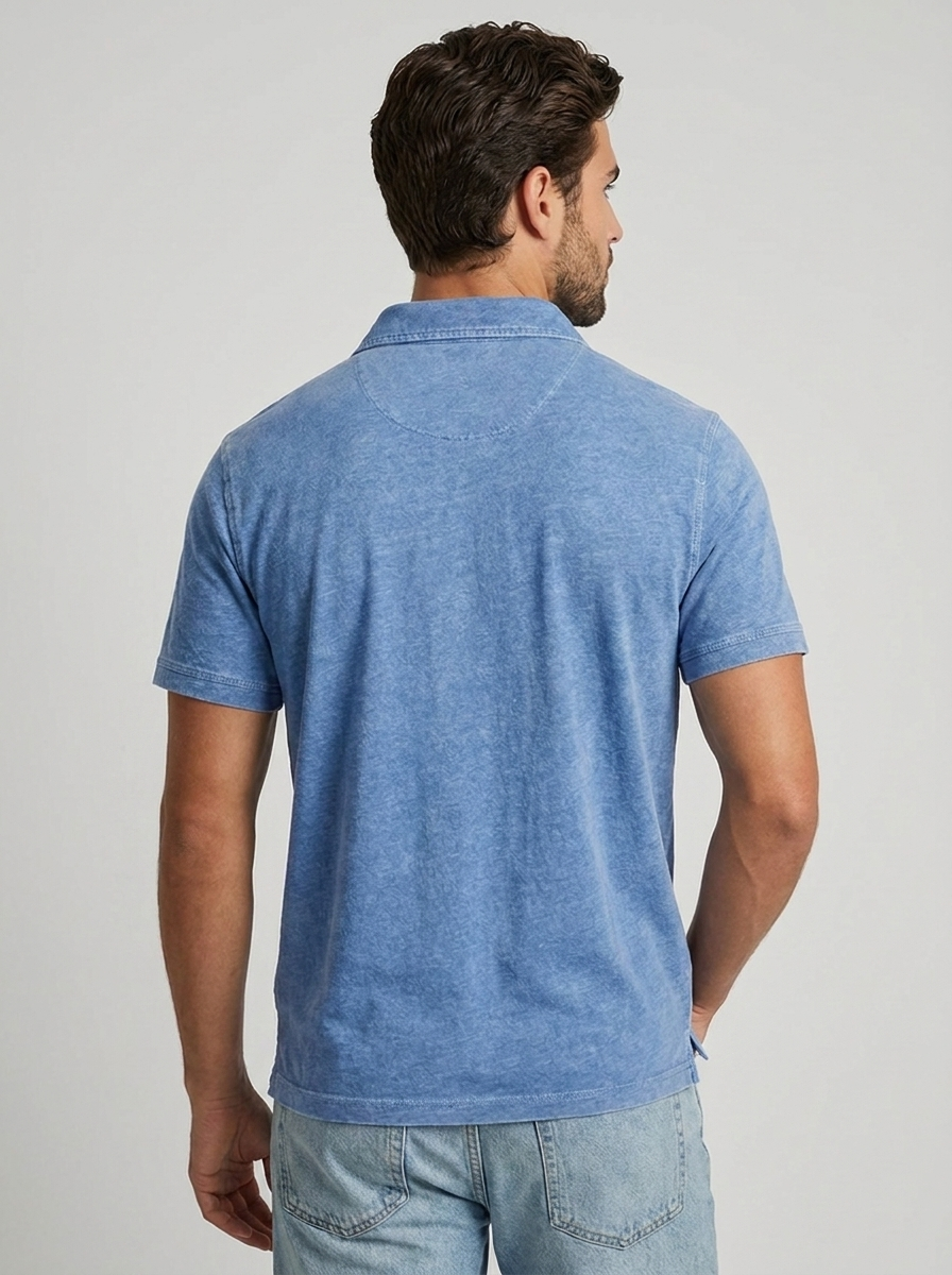Men’s blue men's casual polo shirt vintage wash