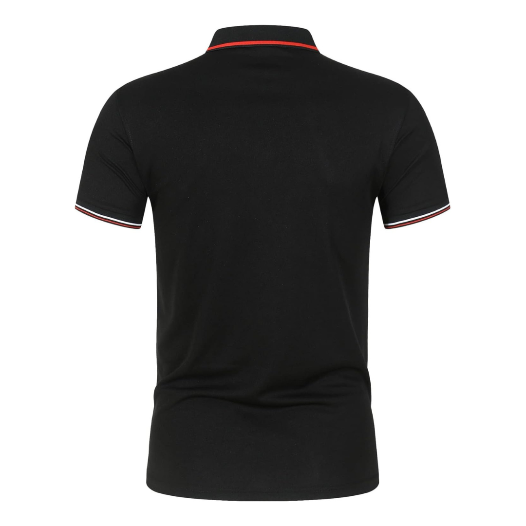 Men’s black men's polo shirt contrast trim