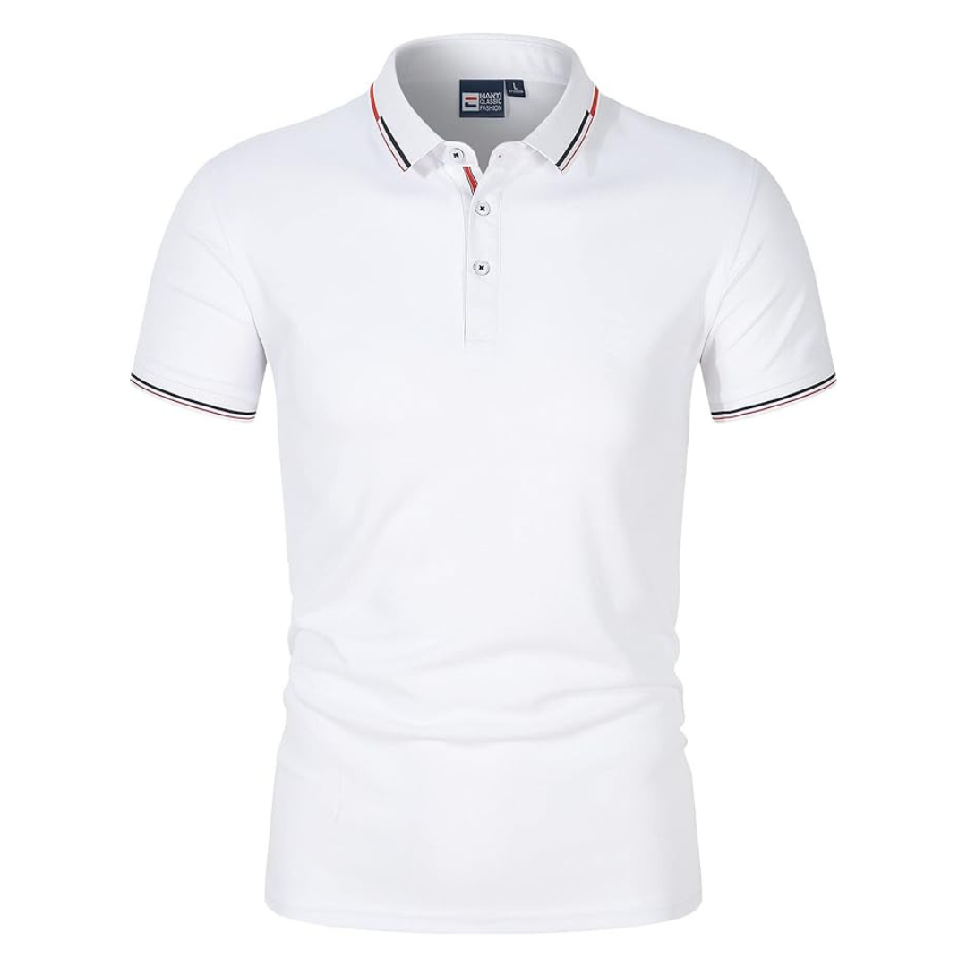Men’s black men's polo shirt contrast trim