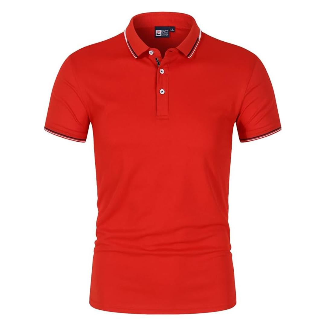 Men’s black men's polo shirt contrast trim