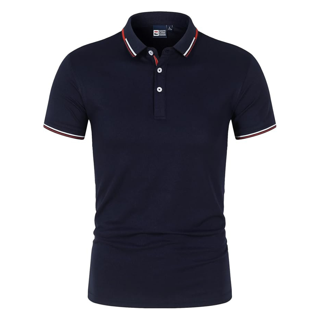 Men’s black men's polo shirt contrast trim