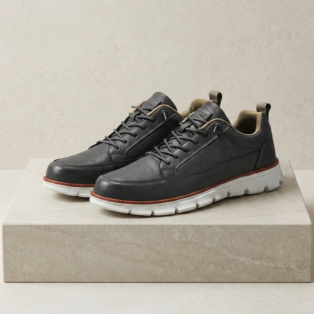 Men's midnight navy leather casual sneakers