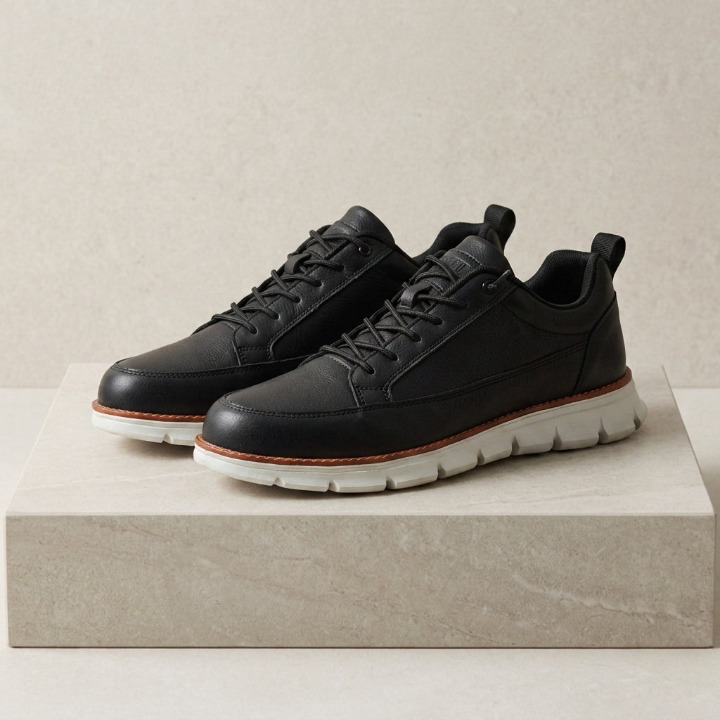 Men's midnight navy leather casual sneakers