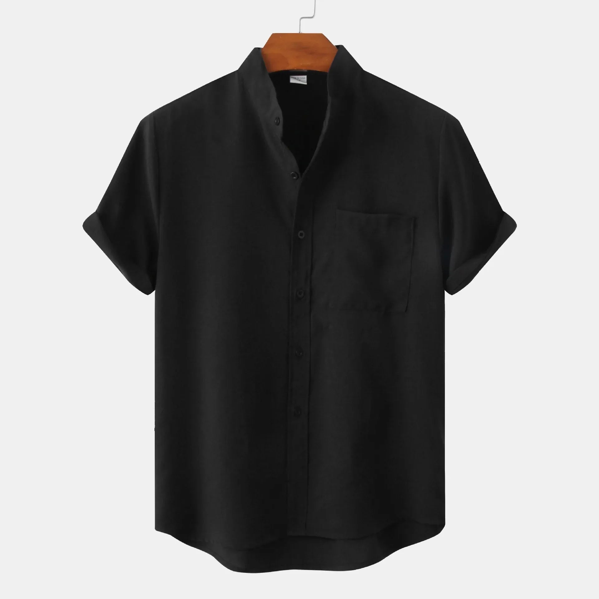 Effortless Men's Shirt With Band Collar Design 2