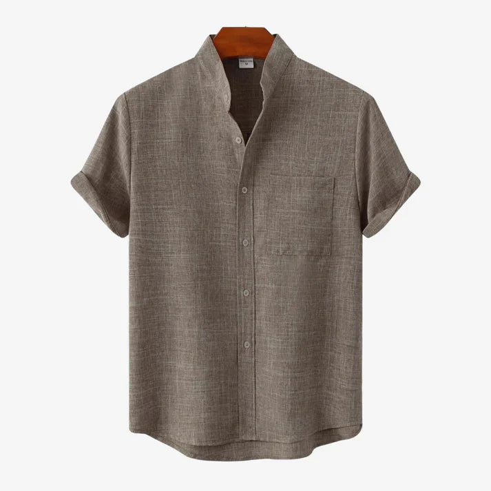 Effortless Men's Shirt With Band Collar Design 3