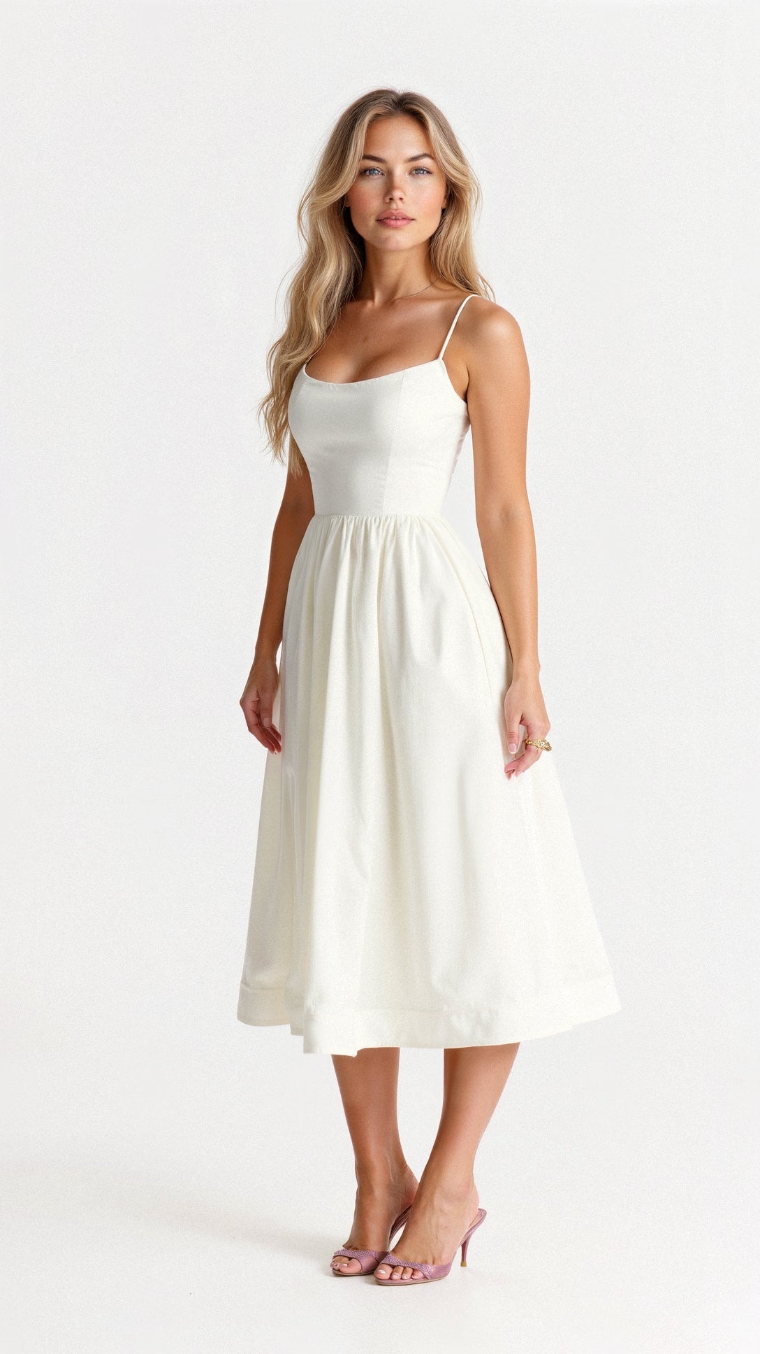 Effortless Women's Midi Dress With Spaghetti Straps 1