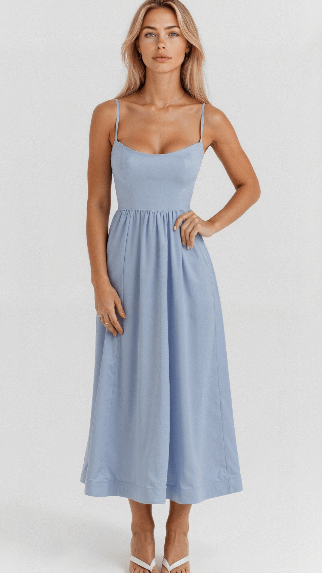 Effortless Women's Midi Dress With Spaghetti Straps 3