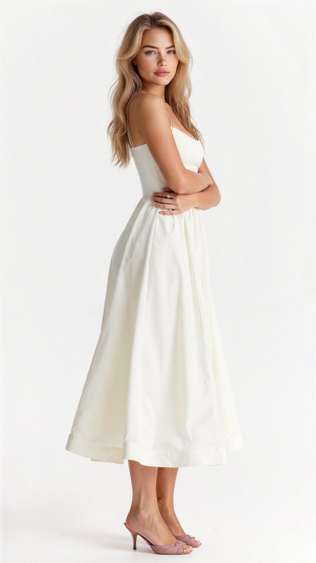 Effortless Women's Midi Dress With Spaghetti Straps 4
