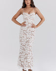 Women’s women's white lace maxi dress