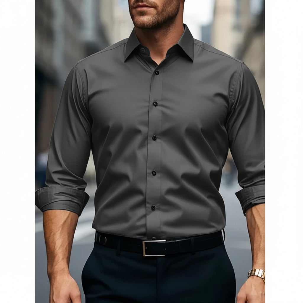 Elegant Men's Dress Shirt Slim Fit Classic Collar 2