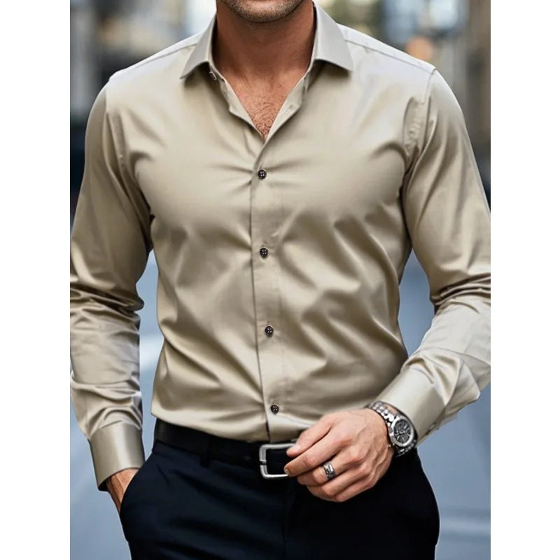 Elegant Men's Dress Shirt Slim Fit Classic Collar 3