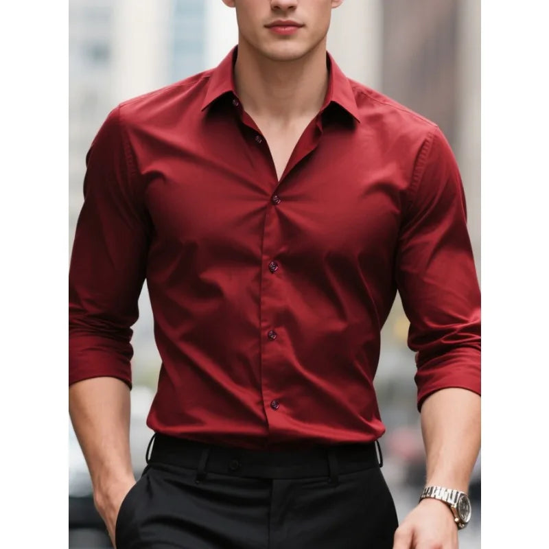 Elegant Men's Dress Shirt Slim Fit Classic Collar 4