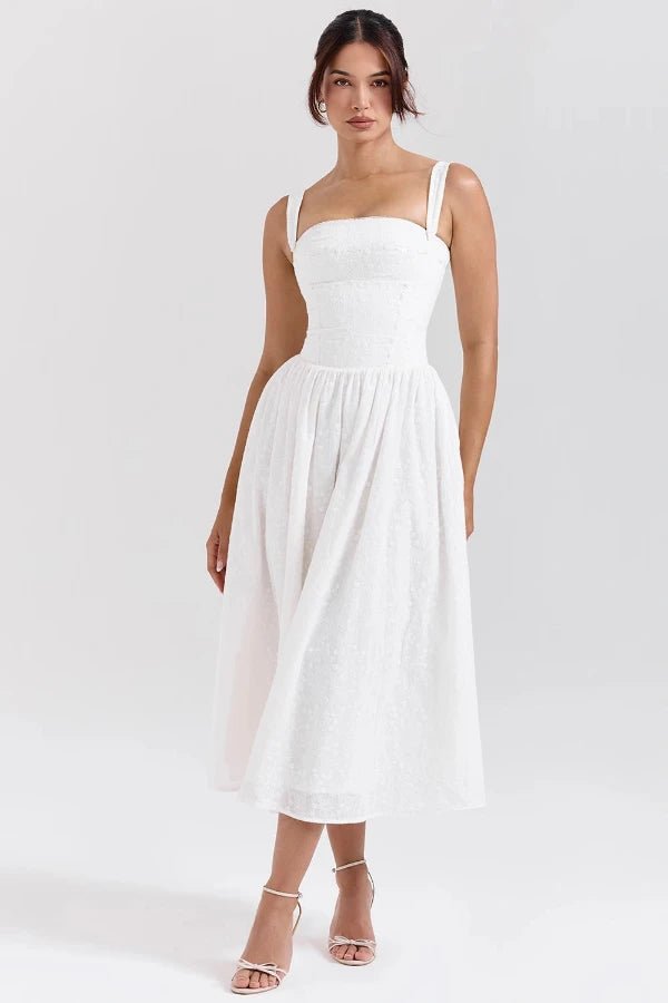 Elegant Pleated Midi Sundress for Special Occasions 10