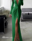 Elegant Pleated V-Neck Midi Dress 10