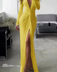 Elegant Pleated V-Neck Midi Dress 12