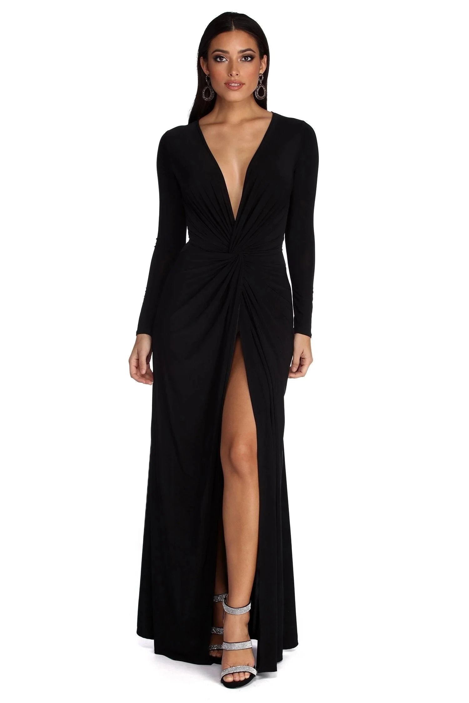 Elegant Pleated V-Neck Midi Dress 3
