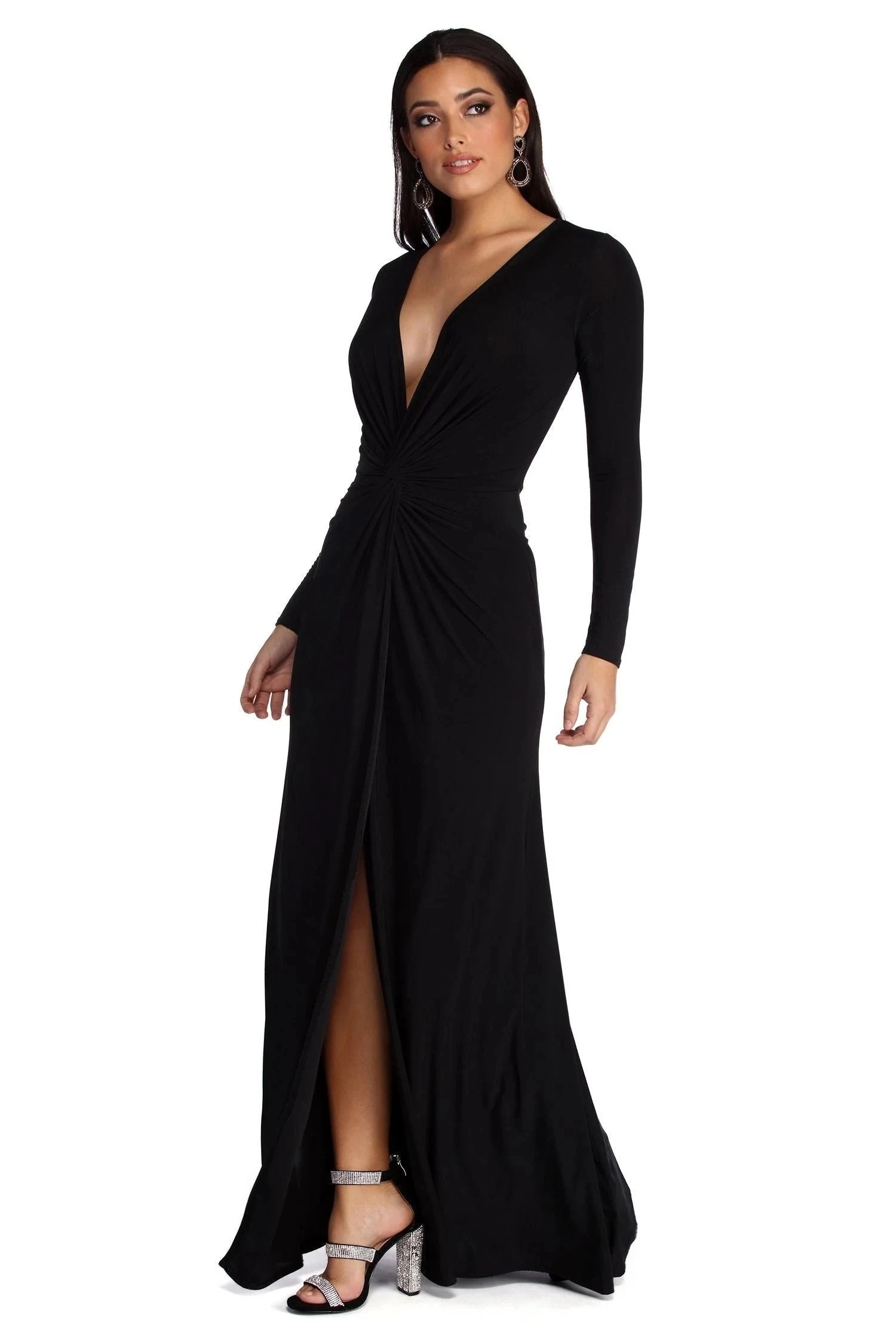 Elegant Pleated V-Neck Midi Dress 4