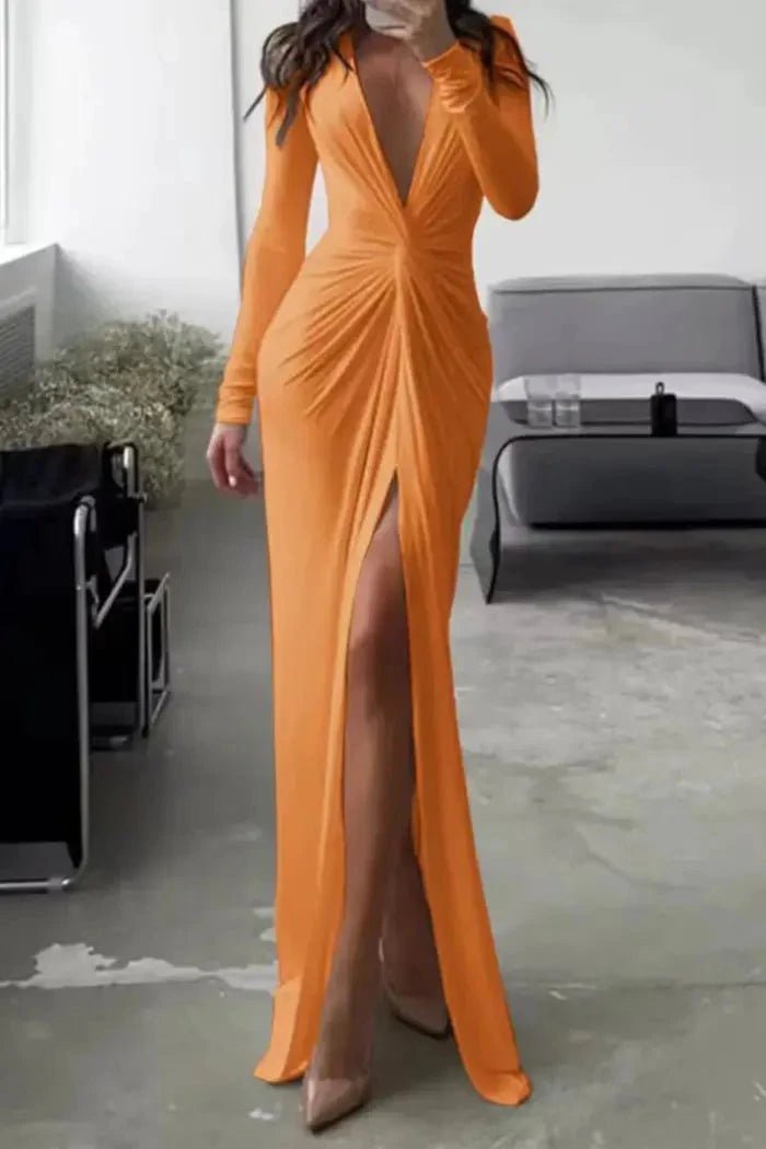 Elegant Pleated V-Neck Midi Dress 9