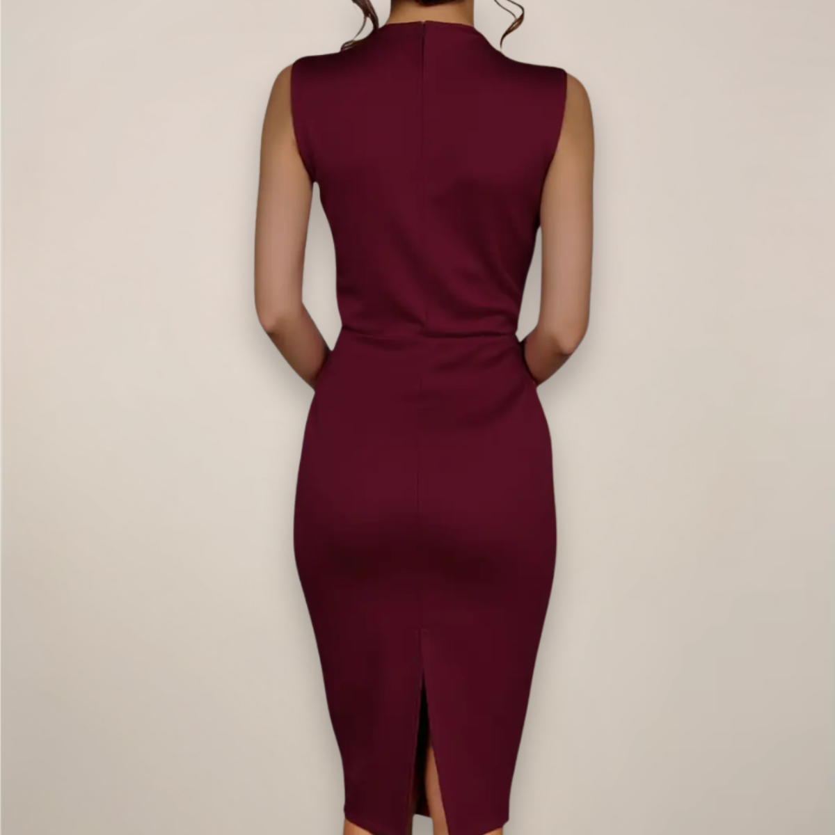 Elegant Women's Midi Cocktail Dress With V-Neck 1
