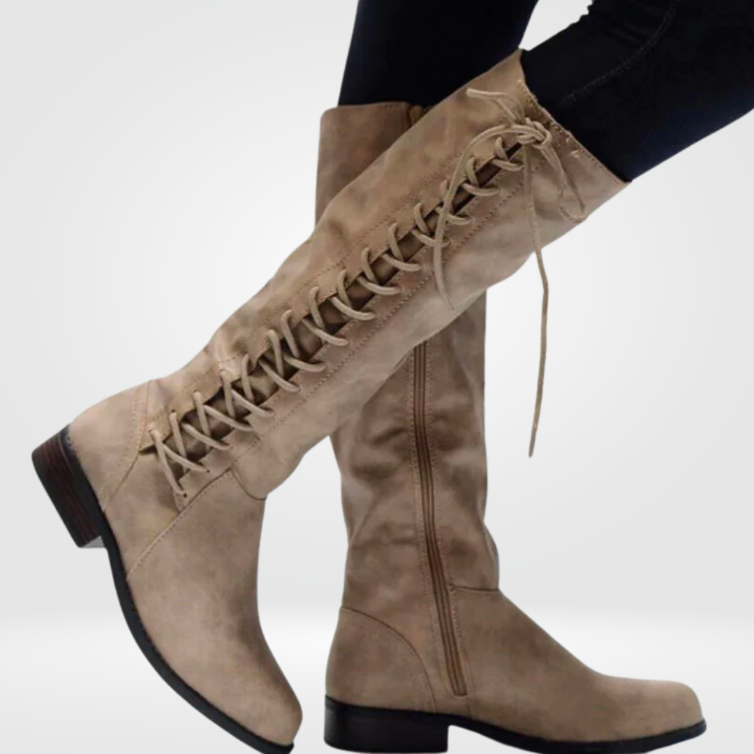 Women's black knee high boots with block heel