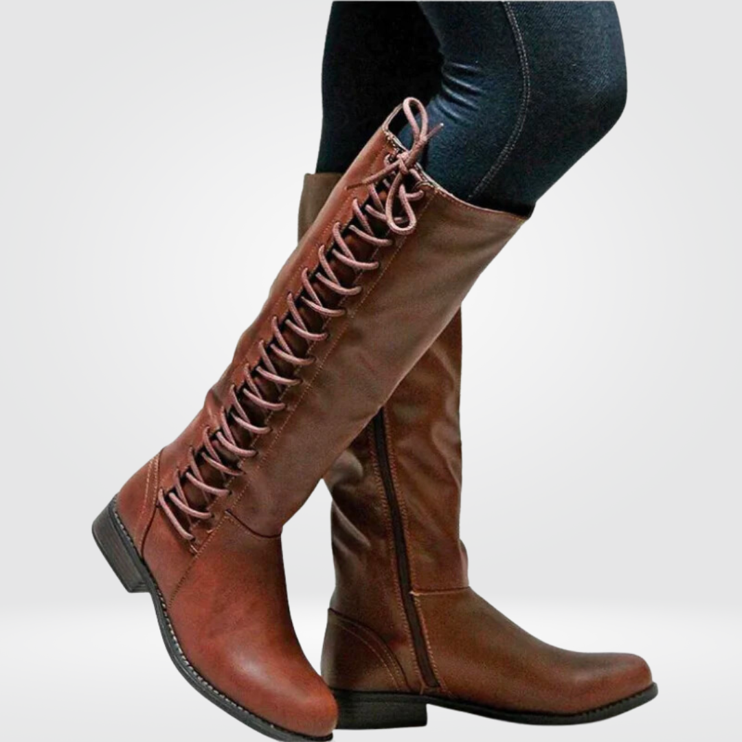 Women's black knee high boots with block heel