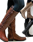 Women's black knee high boots with block heel