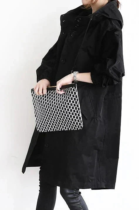 Women's grey waterproof raincoat with oversized hood