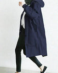 Women's grey waterproof raincoat with oversized hood