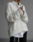 Women's beige cashmere cardigan with loose fit
