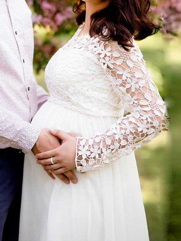 Ella | Maternity Dress Cutout Lace Long Sleeve 7
