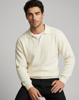 Men’s grey men's long sleeve knitted polo shirt