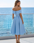 Women’s sky blue women's off-shoulder midi dress