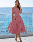Women’s sky blue women's off-shoulder midi dress