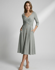 Women’s grey women's a-line dress cross detail