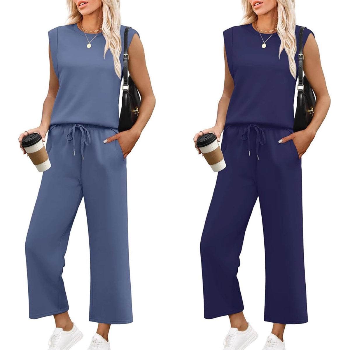 Women’s blue women's sleeveless lounge set