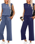 Women’s blue women's sleeveless lounge set