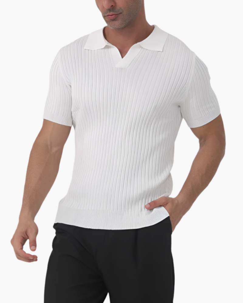 Men’s white men's ribbed polo shirt