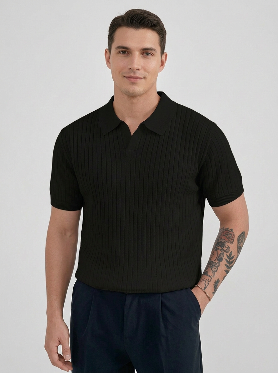 Men’s white men's ribbed polo shirt