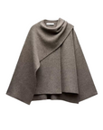 Women's dark grey wool poncho asymmetrical knit wrap outerwear